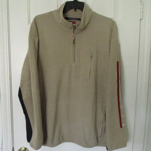Tommy Hilfiger Mens L/S Camel Tan Fleece 1/4 Zip Sweater NWOT - Size XXL - Picture 1 of 2